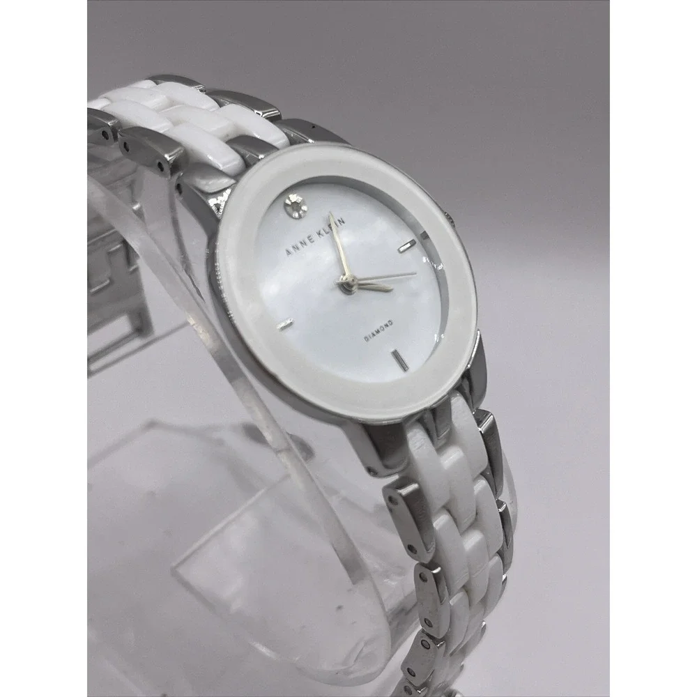 Anne Klein AK/1611 Diamond‎ Dial White Ceramic Collection Women's Watch